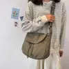 Bolso bandolera japonés para estudiantes, bolso de tela de gran capacidad, bolso de lona artístico, bolso de hombro de color liso.