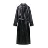 Outono 2024 Lapela Solta com Cinto PU Faux Leather Coat Casaco Cross-border Amazon Feminino D6195874