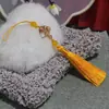 8cm tassel de leque dourado orelha criança instrumento musical acessórios estilo chinês antigo corda de pingente marcador de página de leque diy feito à mão