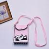 Bolso para teléfono móvil de estilo coreano con diseño de panda pequeño, bandolera de punto, bolso de mano con solapa, bolso informal para salir