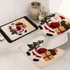 Conjunto de Tapetes de Banheiro Cruzados Amazon Temu Papai Noel Capa para Assento de Vaso Sanitário Tapete Decorativo em Formato U Falso Cashmere