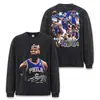 Camiseta de manga corta con cuello redondo de algodón puro, peso pesado, exclusiva de comercio exterior transfronterizo para hombre y mujer, impresa con James Philadelphia 76ers