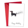 Cartão de Aniversário Engraçado para Dachshund Cão Fofo com Design de Flor Peculiar Vem com Envelope Vermelho Cartão de Cumprimentos