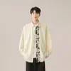 Camisa casual, nuevo diseño tie-dye estilo chino, adecuada para primavera y otoño, talla grande, con bloques de color, camisa de manga larga para hombre con un cuello elegante