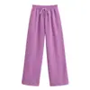 Moda Femenina 2026 Transfronterizos Cordón Pierna Ancha Pantalones Deportivos Cintura Elástica Casual Pierna Recta