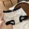 Ropa interior deportiva sin costuras talla extra para mujer, hipoalergénica y transpirable, 10A algodón puro antibacteriano, entrepierna extendida, color contrastante, cómodos bóxers
