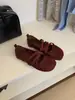 Sapatos Mary Jane retrô estilo francês para mulheres 2026 novos bico redondo bico dividido camurça tira elástica sapatos de um só