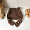 Gorro de Lana Tejido con Orejas de Oso Lindas Estilo Japonés y Coreano para Mujer Cabeza Grande Combinable Cara Pequeña Cálido Protector de Orejas