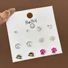 Set Semanal de Pendientes de Nicho Estilo Coreano, Pendientes Lindos y Compactos de Aleación Electroplateada con Pedrería, Venta al por Mayor