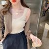 Camisola para mujer, traje interior de punto, ropa exterior de verano, moda, chica sexy, cuello en V, top sin mangas