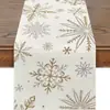 Decoração de Festa de Natal Caminho de Mesa Boneco de Neve Árvore de Natal Padrão Impresso Toalha de Mesa à Prova de Manchas Isolante Térmico Tapete de Mesa