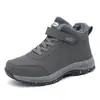 Sapatos de Caminhada de Veludo para Outono e Inverno para Homens de Meia-Idade e Idosos, Sapatos de Algodão Quente para Inverno com Bico Redondo, Antiderrapantes para Uso Externo, Sapatos para Idosos para Mulheres