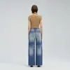Pantalones Largos de Mezclilla de Algodón con Pierna Curva Moda Francesa para Mujer Lavados Personalidad Sueltos Frescos Pierna Ancha Cuatro Estaciones Pantalones de Mezclilla Largo hasta el Piso Producto Nuevo