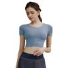 Ropa de Yoga Transfronteriza de Manga Corta para Mujer con Cinturón y Almohadilla en el Pecho Sexy Hueca Corta Deportiva Espalda de Belleza Secado Rápido Fitness Running Top