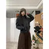 Chamarra con Capucha de Polar Grueso de Doble Cara Austriaco para Mujer, Diseño Holgado Versátil, Cárdigan Casual Versátil, Gris