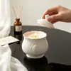 Pote de Armazenamento Vintage em Relevo Chunqi com Tampa Molde de Silicone para DIY Recipiente para Vela de Gesso Aromaterápico Molde