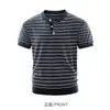 Camiseta de rayas de manga corta para hombre, Camisa polo de manga media estilo Old Money, Suéter nuevo de verano retro japonés moderno