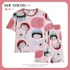 [Algodón de Imitación de Alta Calidad] Pijama para Mujer de Verano con Pantalones Capri de Manga Corta Nuevo Lindo Ropa de Casa Maruko Traje Celebridad de Internet