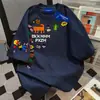 Camiseta de Manga Corta con Estampado de Letras Estilo Retro Americano para Mujer Verano 2025 Ins Elegante Streetwear Versátil Casual Holgada