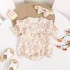 Conjunto de Verano para Bebé Luna Llena Estilo Chino Pintura a Tinta Romper de Princesa Bata Delgada para Bebé Recién Nacido de Cien Días
