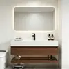 Novo Gabinete de Banheiro Integrado Sem Emendas de Duas Camadas de Ardósia e Gabinete para Lavatório em Madeira de Nogueira Estilo Chinês para Hotel e Pousada