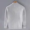 Cárdigan Suéter para Hombre Otoño e Invierno Nuevo Cremallera Rayas Tejido de Punto Manga Larga Cálido Gama Alta Casual Chaqueta Transfronteriza