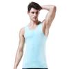 Chaleco de verano para hombre, de seda de hielo, sin costuras, transpirable, cuello redondo, ajustado, deportivo, ropa interior de hombros anchos, camisa de negocios básica