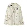 Pijama Feminino com Bojo Embutido Mola Integrada Outono e Primavera Novo Cardigã de Algodão Manga Longa Roupa de Casa Terno de Algodão para Usar em Casa