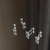 Pendientes de aro con forma de trébol de cuatro hojas para oreja, con forma de uña, de plata de ley s925 para mujer, con tornillo, sencillos y pequeños, combinables.
