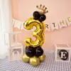 Suministros de Decoración para el Mes Completo y el Día 100 del Bebé, Columna de Globos de Papel de Aluminio con Número Dorado para el Primer Cumpleaños de Niños, Columna de Números