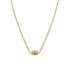 Collar Estilo Europeo y Americano para Mujer, No se Desvanece, Circonita Oval con Engaste de Garras, de Moda Transfronterizo Acero de Titanio Chapado en Oro de 18K Collar que No se Desvanece
