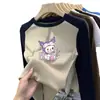 Desenho Animado Estampa Fofa Tamanho Médio-Grande Infantil Gola Redonda Base de Veludo Top para Meninas Patchwork Manga Longa Estiloso Fashionável Top de Bebê