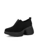 Zapatos Nuevos Retro Redondos sin Cordones de Suela Gruesa para Mujer, Adecuados para Personas Petitas, con Banda Elástica y Diseño de Corte Profundo para el Viaje Diario