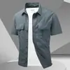Camisa de Manga Larga para Hombre de Trabajo de Otoño Primavera de Venta Caliente Ropa de Trabajo de Algodón Casual Holgada Camisa Versátil para Exteriores Camisa Lavada para Hombre