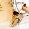 Estante de Almacenamiento de Acrílico a Prueba de Polvo Portátil de Escritorio Caja Transparente con Tapa para Labiales y Pinceles Portatubos de Almacenamiento para Bolígrafos y Pinceles de Maquillaje