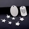 Etiqueta de estrela de cinco pontas em aço inoxidável gravação a laser personalidade etiqueta anti-perda plaqueta pingente oval etiqueta de bagagem etiqueta militar tag de cachorro