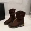 Botas de media caña 2026 para mujer, cálidas, puntera redonda, versátiles, forradas de polar, estilo retro nuevo, botas de gamuza, botas de montar, de moda, estilo coreano de otoño