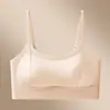 Sujetador invisible con espalda cruzada para mujeres con busto pequeño, sujetador transpirable de seda helada con copa fija, camisola fina de verano