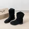 Nuevas botas de estilo western para otoño e invierno de Fengmei, botas de media pantorrilla, botas cortas Rad, botas Martin, Botas de mezclilla apiladas Birkenstock 2026