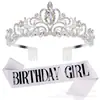 Corona de Diamante Flash para Niña de Cumpleaños/Reina Traje con Cinta Decoración para Fiesta de Cumpleaños Traje de Novia
