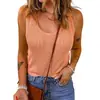 Comércio Exterior 2023 Amazon Moda Feminina Europeia e Americana Primavera e Outono Novo Colete Quente Camiseta Confortável Casual Cor Sólida Gola U para Mulheres
