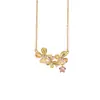 Yuebao Jewelry Plata de Ley S925 Chapada en Oro Cadena para Clavícula de Tres Flores Diseño Delicado para Chica Nicho Collar Venta Caliente al por Mayor