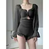 Trajes de baño de manga larga al por mayor, estilos nuevos, sexys, protectores del sol, que disimulan el abdomen, modestos, adelgazantes, trajes de baño de una pieza de alta gama para mujer, adecuados para aguas termales y playas