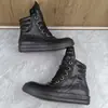 Nuevas Botas Martin de Caña Alta de Moda Europeas y Americanas, Zapatos de Hombre de Cuero Genuino con Suela Gruesa para Aumentar la Altura, Zapatos Casuales Transpirables y Resistentes al Desgaste