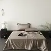 Juego de edredón de seda de hielo de verano de cuatro piezas, edredón de verano para aire acondicionado, edredón fino sedoso para verano, funda para dormitorio individual/doble, lavable a máquina