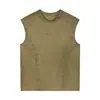 Chaleco sin mangas holgado Yidao Vintage 2026 Verano Nuevo Estilo Retro Americano Estilo Páramo Lavado Desestructurado Bordado para Hombre