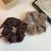 Goma para el Pelo de Malla con Estampado de Leopardo de Doble Capa Exquisita Coreana Retro para Cola de Caballo Moda Tendencia Nueva Cuerda para el Cabello