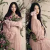 Tema Estúdio Fotográfico Novo Retrô Novo Estilo Chinês Vestido Amassado com uma Vibe Descolada para Sessão de Fotos da Barriga de Grávidas