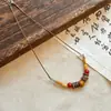 Collar Colgante de Madera Vintage con Cuentas para Mujer, Diseño de Nicho con Estilo Étnico, Cadena Larga Versátil para Suéter de Moda