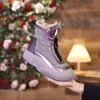 Zapatos de Algodón Nuevos de Invierno 2026 del Noreste, Impermeables, Antideslizantes, Botas Cortas con Forro de Felpa, Piel Suave Engrosada, Cómodas Botas de Nieve de Piel de Conejo para Mujer
